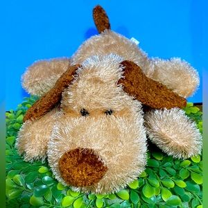 HUGFUN PUPPY DOG SOFT FLOPPY TAN & BROWN PLUSH 12”